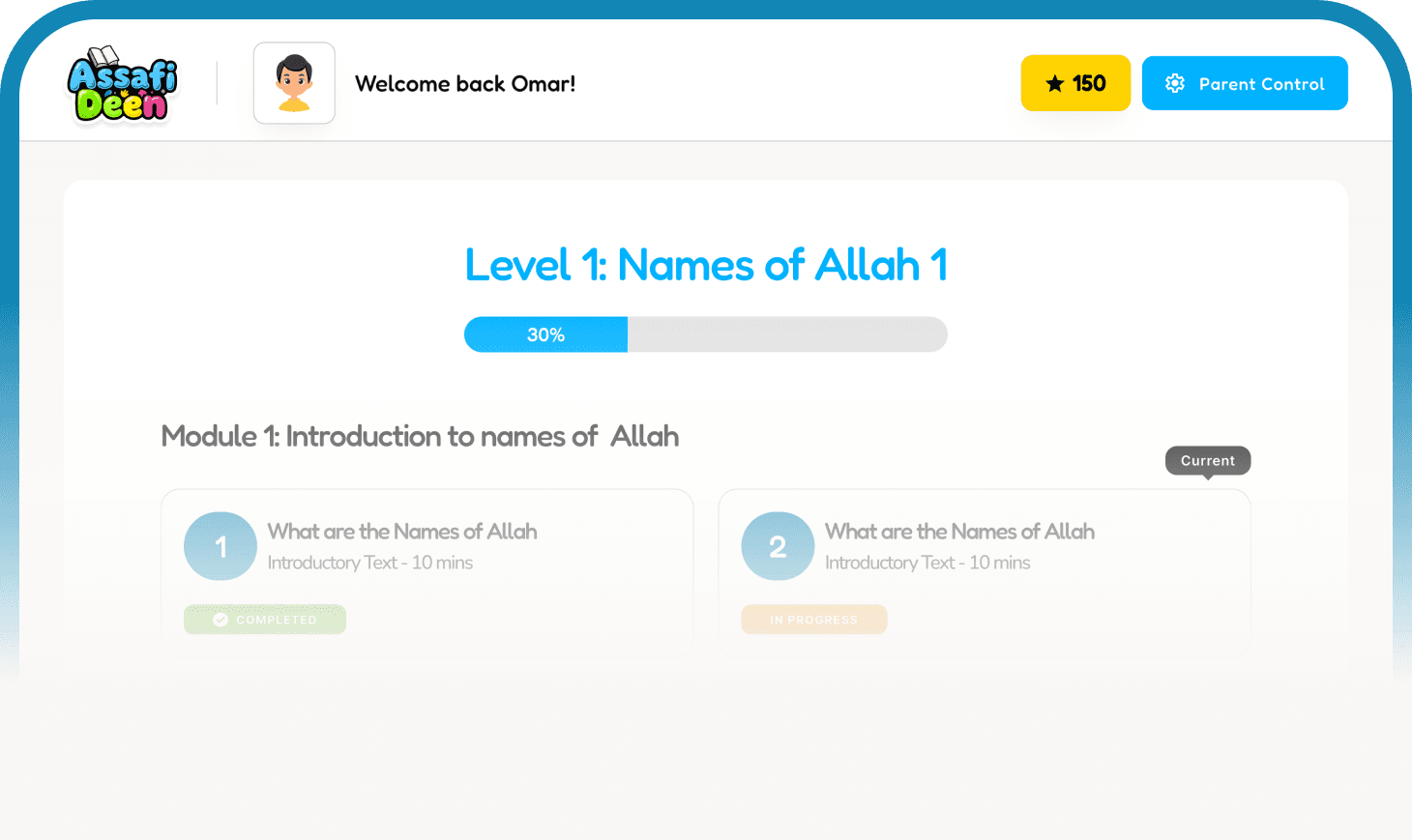 Assafi Deen Student Dashboard Preview