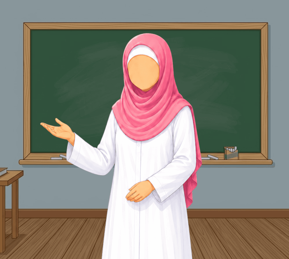 Dedicated teacher guiding children in Quran and Arabic